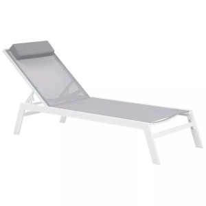 Beliani, Beliani Gartenliege Aluminium Textilbespannung grau CATANIA II, Beliani - Liege aus Aluminium Modern CATANIA, One Size, Rauch