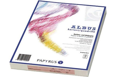 Papyrus, PAPYRUS Zeichenpapier A3 88020014 160g, kariert 5mm 100 Blatt, Scaldia Zeichenpapier Albus A3, Kariert, 160 g/m², 100 Blatt