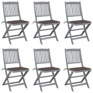 vidaXL, vidaXL Klappbare Gartenstühle 6 Stk. mit Sitzkissen Massivholz Akazie, vidaXL Klappbare Gartenstühle 6 Stk. mit Sitzkissen Massivholz Akazie