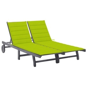 vidaXL, vidaXL 2-Personen-Sonnenliege mit Auflage Grau Akazie Massivholz, vidaXL 2-Personen-Sonnenliege mit Auflage Grau Akazie Massivholz