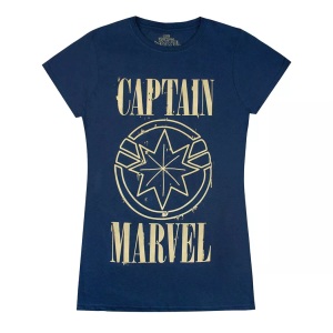 Marvel, Captain Druck Und Schild Tshirt Damen Marine L, MARVEL - Captain TShirt, für Damen, Marine, Größe L