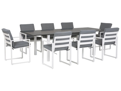 Beliani, Beliani Gartenmöbel Set Aluminium dunkelgrau 8-Sitzer PANCOLE, Beliani - Garten-Essgruppe für 8 Personen aus Aluminium Modern PANCOLE, One Size, Taubengrau