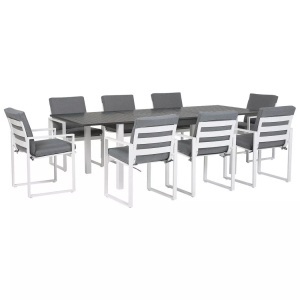 Beliani, Beliani Gartenmöbel Set Aluminium dunkelgrau 8-Sitzer PANCOLE, Beliani - Garten-Essgruppe für 8 Personen aus Aluminium Modern PANCOLE, One Size, Taubengrau