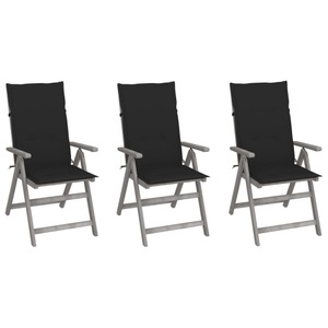 vidaXL, vidaXL Verstellbare Gartenstühle 3 Stk. mit Auflagen Massivholz Akazie
