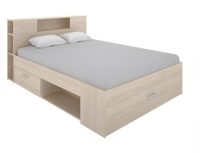 Vente-unique, Bett mit Stauraum Schubladen Eichenholzfarben LEANDRE Bett mit Stauraum Schubladen Eichenholzfarben LEANDRE, 