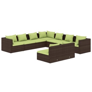 vidaXL, vidaXL 9-tlg. Garten-Lounge-Set mit Kissen Braun Poly Rattan, 