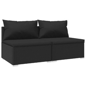 vidaXL, vidaXL 2-tlg. Garten-Lounge-Set mit Kissen Poly Rattan Schwarz