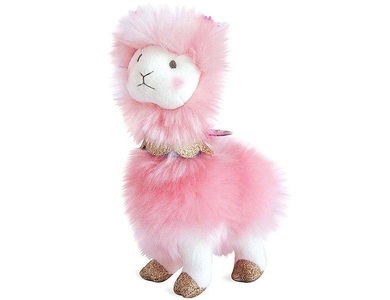 HISTOIRE D'OURS, Rosafarbenes Lama-Plüschtier HO2801, H. 20 cm, 
