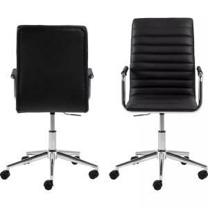 Actona, Actona - Bürostuhl Winslow - Schwarz, AC Design Schreibtischstuhl »Winslow mit Polsterrücken und Armlehnen«, Kunstleder