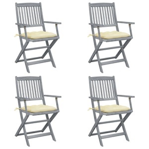 vidaXL, vidaXL Klappbare Gartenstühle 4 Stk. mit Kissen Massivholz Akazie