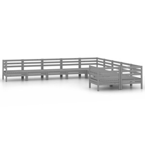 vidaXL, vidaXL 10-tlg. Garten-Lounge-Set Grau Massivholz Kiefer, 