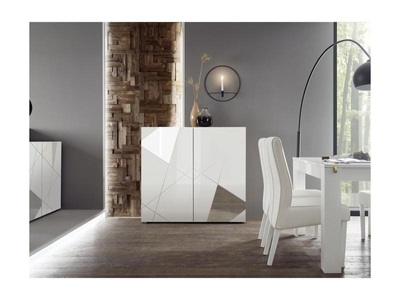 LC, LC Highboard »Vittoria Highboard«, Breite 121 cm, Front mit Siebdruck und Spiegel, INOSIGN Highboard »Vittoria«, Breite 121 cm, Front mit Siebdruck und Spiegel