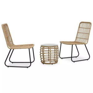 Diverse Hardware, 3-tlg. Bistro-Set Poly Rattan Eiche, vidaXL 3-tlg. Bistro-Set Poly Rattan Eiche