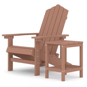 vidaXL, vidaXL Adirondack-Gartenstuhl mit Tisch HDPE Braun, vidaXL Adirondack-Gartenstuhl mit Tisch HDPE Braun