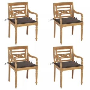 vidaXL, vidaXL Batavia-Stühle mit Kissen 4 Stk. Massivholz Teak