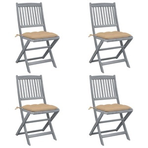 vidaXL, vidaXL Klappbare Gartenstühle 4 Stk. mit Kissen Massivholz Akazie