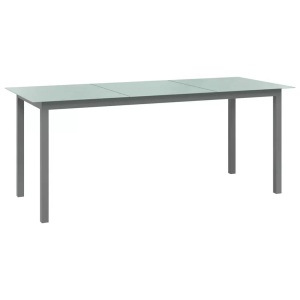 vidaXL, vidaXL Gartentisch Hellgrau 190x90x74 cm Aluminium und Glas, vidaXL Gartentisch Hellgrau 190x90x74 cm Aluminium und Glas