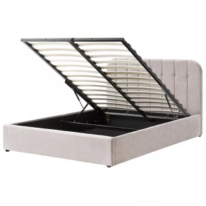 Beliani, Beliani - Bett mit Stauraum aus Chenillegewebe Modern CHALLANS, 160X200CM, Perle