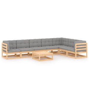 vidaXL, vidaXL 8-tlg. Garten-Lounge-Set mit Kissen Massivholz Kiefer, vidaXL 8-tlg. Garten-Lounge-Set mit Kissen Massivholz Kiefer