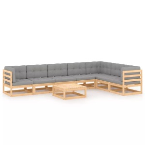 vidaXL, vidaXL 8-tlg. Garten-Lounge-Set mit Kissen Massivholz Kiefer, vidaXL 8-tlg. Garten-Lounge-Set mit Kissen Massivholz Kiefer