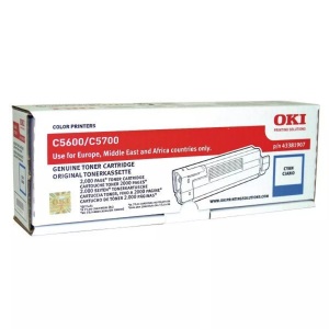 OKI, OKI cyan Toner, Oki Toner, blau, 43381907, (2`000 Seiten)