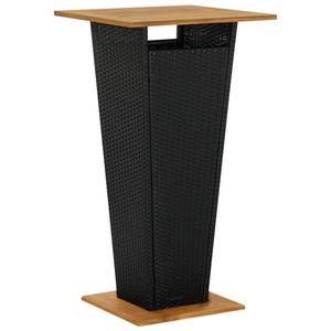 vidaXL, vidaXL Bartisch Schwarz 60x60x110 cm Poly Rattan und Massivholz Akazie