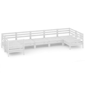 vidaXL, vidaXL 7-tlg. Garten-Lounge-Set Weiß Massivholz Kiefer, 