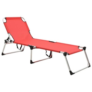 vidaXL, vidaXL Extra Hohe Klappbare Senioren-Sonnenliege Rot Aluminium, 