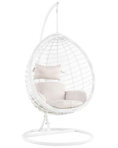 Beliani, Beliani Hängesessel Rattan weiss FANO, Beliani - Hängesessel mit Gestell aus PE Rattan Retro FANO, One Size, Schneeweiss
