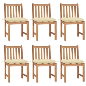 vidaXL, vidaXL Gartenstühle 6 Stk. mit Kissen Massivholz Teak, vidaXL Gartenstühle 6 Stk. mit Kissen Massivholz Teak