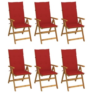 vidaXL, vidaXL Klappbare Gartenstühle 6 Stk. mit Auflagen Massivholz Akazie, vidaXL Klappbare Gartenstühle 6 Stk. mit Auflagen Massivholz Akazie