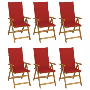 vidaXL, vidaXL Klappbare Gartenstühle 6 Stk. mit Auflagen Massivholz Akazie, vidaXL Klappbare Gartenstühle 6 Stk. mit Auflagen Massivholz Akazie
