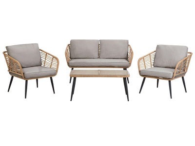 Beliani, Garten Lounge aus PE Rattan Rustikal CORINTH II Garten Lounge aus PE Rattan Rustikal CORINTH II, Beliani - Garten Lounge aus PE Rattan Retro CORINTH II, One Size, Rauch