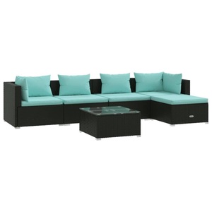 vidaXL, vidaXL 6-tlg. Garten-Lounge-Set mit Kissen Poly Rattan Schwarz, 