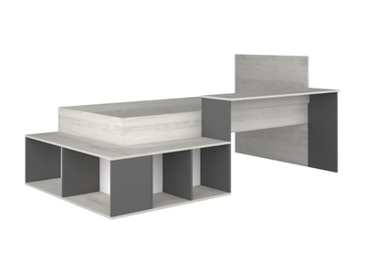 Vente-unique, Kombi-Bett mit Stauraum & Schreibtisch - 90 x 200 cm - Holzfarben & Anthrazit - RIGALI Kombi-Bett mit Stauraum & Schreibtisch - 90 x 200 cm - Holzfarben & Anthrazit - RIGALI