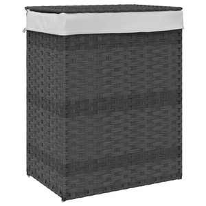 vidaXL, vidaXL Wäschekorb mit Deckel Grau 46x33x60 cm Poly Rattan