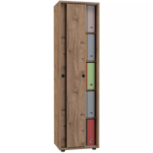 VCM, Büroschrank Bücher Ordner Aktenschrank Büromöbel Schrank Ulas 5-fach Schiebetüren Unisex Honig-Eiche ONE SIZE