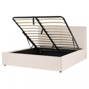 Beliani, Beliani - Bett mit Stauraum aus Polyester Modern MOISSAC, 160X200CM, Perle