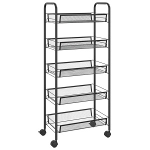 vidaXL, vidaXL Küchenwagen 5 Etagen Schwarz 46x26x105 cm Eisen, vidaXL Küchenwagen 5 Etagen Schwarz 46x26x105 cm Eisen