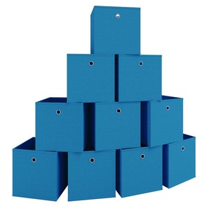 VCM, 10er Set Faltbox Klappbox Stoff Kiste Faltschachtel Regalbox Aufbewahrung Boxas 10er Set Faltbox Klappbox Stoff Kiste Faltschachtel Regalbox Aufbewahrung Boxas, MID.YOU Faltbox , Boxas , Blau , Textil , 27x28x27 cm , Webstoff , faltbar , 000657024805
