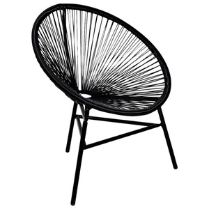 Diverse Hardware, Schwarzer Ovaler Poly Rattan Stuhl, vidaXL Garten-Mondstuhl Poly Rattan Schwarz