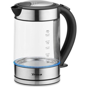 TRISA, Trisa W5669 Wasserkocher schnurlos, Überhitzungsschutz Silber, Schwarz, Trisa Wasserkocher Compact Boil W5669 1.7 l, Edelstahl/Transparent