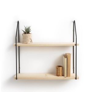LA REDOUTE INTERIEURS, Wandregal VINTO, 2 Böden, Holz/Metall, La Redoute Intérieurs - Wandregal Vinto mit 2 Böden, One Size, Schwarz