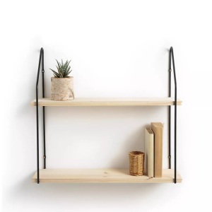 LA REDOUTE INTERIEURS, Wandregal VINTO, 2 Böden, Holz/Metall, La Redoute Intérieurs - Wandregal Vinto mit 2 Böden, One Size, Schwarz