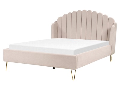 Beliani, Bett mit Lattenrost aus Polyester Retro AMBILLOU Bett mit Lattenrost aus Polyester Retro AMBILLOU