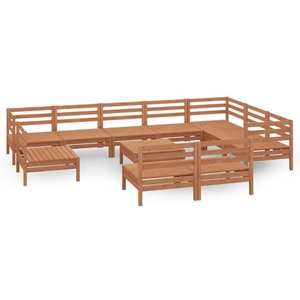 vidaXL, vidaXL 11-tlg. Garten-Lounge-Set Massivholz Kiefer Honigbraun