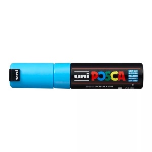 UNI, Uni Marker POSCA 8 mm Hellblau, uni-ball Posca Marker, 8mm, hellblau, Keilspitze, PC8K hellbla