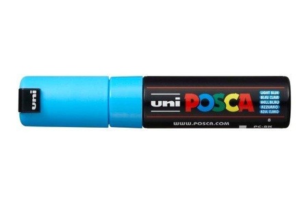 UNI, Uni Marker POSCA 8 mm Hellblau, uni-ball Posca Marker, 8mm, hellblau, Keilspitze, PC8K hellbla