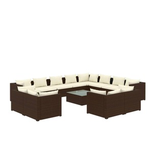 vidaXL, vidaXL 13-tlg. Garten-Lounge-Set mit Kissen Braun Poly Rattan, 