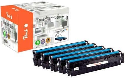 Peach, Peach Spar Pack Plus Tonermodule kompatibel zu HP No. 203X, Peach HP 203 X 5 Toner XL (2*bk, c/m/y) ersetzt HP No. 203X, CF540X*2, CF541X, CF542X, CF543X für z.B. HP Color LaserJet Pro MFP M 281 fdn